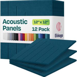 Acoustic Panels 12-Pack Soundproof Wall Panels 12"x12"x0.4" Decorative Sound Dampening for your Home, Office, Studio, Bedroom & More with Unique LineWave Carving [Ocean Turquoise]