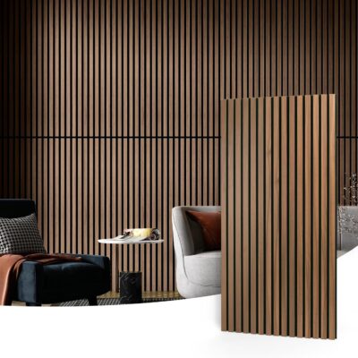 Art3d 2 Wood Slat Acoustic Panels for Wall and Ceiling - 3D Fluted Sound Absorbing Panel with Wood Finish - Walnut Art3d 2 Wood Slat Acoustic Panels for Wall and Ceiling - 3D Fluted Sound Absorbing Panel with Wood Finish - Walnut