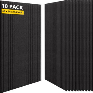 Acoustic Panels,10 Pack Sound Panels Noise Reducing for Walls,48″x24″x0.4″ Soundproof Wall Panels,High-Density Acoustic Wall Panels,Decorative Wall Sound Absorbing Panel,Black