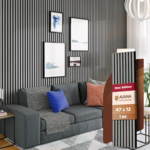 Avana Modern Acoustic Wood Wall Panels  47.2 X 12.6 Inch Gray Oak Acoustic Panels 1 PC  Wall Panels for Interior Wall Decor For Homes, Offices, Studios  Sturdy And Durable Wood Panels for Wall
