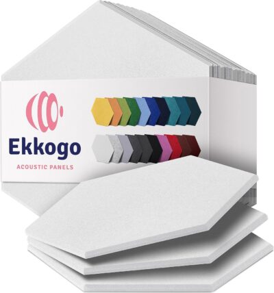 Acoustic Panels 12-Pack Soundproof Wall Panels 14"X12.1"X0.4" Sound Panels High Density Sound Dampening Panels - [White Hexagon]