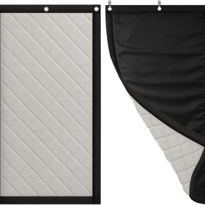 Soundproof Curtain 82.6" x 47.2"  Heavy-Duty Sound Dampening Blanket with Grommets, Wall Hooks  Multi-Layer Acoustic Soundproof Blanket for Noise Reduction and Light Blocking, 1 Pack, Black