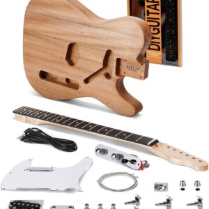 Fesley DIY Electric Guitar Kit with Mahogany Body/Maple Neck, Electric Guitars for Adults with 6 Strings, DIY Guitar Kit with Purpleheart Fretboard, Beginner Guitar with SS Pickups, TC Style, Natural