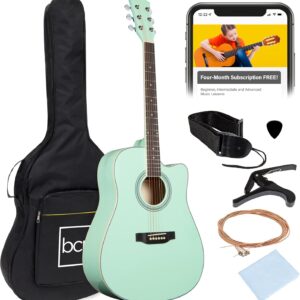 Best Choice Products 41in Beginner Acoustic Guitar Full Size All Wood Cutaway Guitar Starter Set w/Case, Strap, Capo, Strings, Picks – SoCal Green