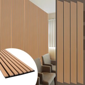 Yuzzy Wood Panels for Wall – 9 Feet Teak Wood Slat Acoustic Panels 4 PCS – Modern Sound Absorbing Wall Panels for Interior Wall Decor for Home, Office, Studio Yuzzy Wood Panels for Wall – 9 Feet Teak Wood Slat Acoustic Panels 4 PCS – Modern Sound Absorbing Wall Panels for Interior Wall Decor for Home, Office, Studio