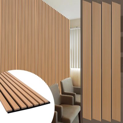 Yuzzy Wood Panels for Wall - 9 Feet Teak Wood Slat Acoustic Panels 4 PCS - Modern Sound Absorbing Wall Panels for Interior Wall Decor for Home, Office, Studio Yuzzy Wood Panels for Wall - 9 Feet Teak Wood Slat Acoustic Panels 4 PCS - Modern Sound Absorbing Wall Panels for Interior Wall Decor for Home, Office, Studio