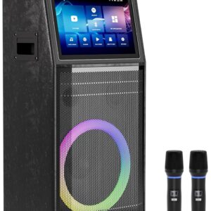 Karaoke Machine for Adults, with Lyrics Display, Smart Portable Big Bluetooth Speaker 2 Wireless Microphones, Professional Karaoke System 1000W Peak Power Big Bluetooth DJ Light
