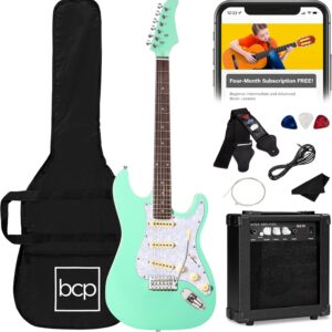 Best Choice Products 39in Full Size Beginner Electric Guitar Starter Kit w/Case, Strap, 10W Amp, Strings, Pick, Tremolo Bar – SoCal Green
