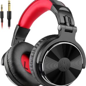 OneOdio Wired Over Ear Headphones Studio Monitor & Mixing DJ Stereo Headsets with 50mm Neodymium Drivers and 1/4 to 3.5mm Jack for AMP Computer Recording Podcast Keyboard Guitar Laptop – Red