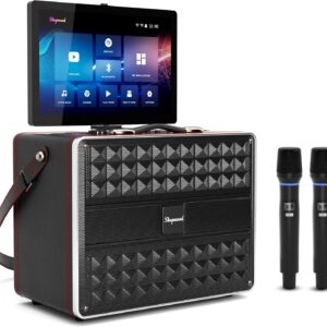 Karaoke Machine for Adults, with Lyrics Display, Smart Portable Big Bluetooth Speaker 2 Wireless Microphones, Professional Karaoke System 800W Peak Power Big Bluetooth DJ Light