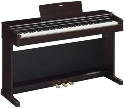 Yamaha Arius Series 88-Key Weighted Action Digital Piano for Aspiring Musicians, CFX Concert Grand Piano Voice, 3-Pedal Unit, Bench Included, Classic Upright Design, Dark Rosewood YDP145R