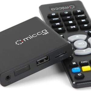 Micca 4K Ultra-HD Digital Media Player for USB Drives and MicroSD Cards, Digital Signage, H.265/HEVC H.264/AVC MP4 MKV Videos MP3 Music JPG Photos, 4K HDMI, Analog AV, Auto Play and Resume