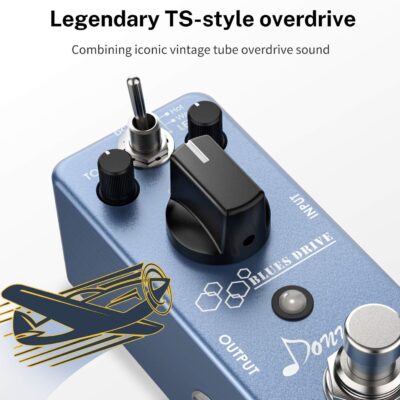 Donner Overdrive Guitar Pedal, Blues Drive Vintage Overdrive Effect Warm/Hot Modes for Pedal Boards Electric Guitar, True Bypass