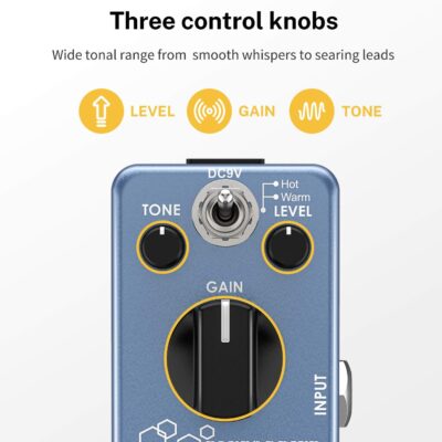 Donner Overdrive Guitar Pedal, Blues Drive Vintage Overdrive Effect Warm/Hot Modes for Pedal Boards Electric Guitar, True Bypass