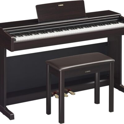 Yamaha Arius Series 88-Key Weighted Action Digital Piano for Aspiring Musicians, CFX Concert Grand Piano Voice, 3-Pedal Unit, Bench Included, Classic Upright Design, Dark Rosewood YDP145R