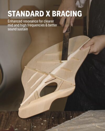 Donner 41 Acoustic Guitar Bundle for Beginners Adults with Online Lesson, 4/4 Full Size Steel Acustica Guitarra with Gig Bag, Tuner, Strap, Strings, Picks, Capos, Cutaway, Natural, DAG-1C/DAD-110C