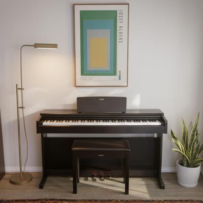 Yamaha Arius Series 88-Key Weighted Action Digital Piano for Aspiring Musicians, CFX Concert Grand Piano Voice, 3-Pedal Unit, Bench Included, Classic Upright Design, Dark Rosewood YDP145R