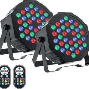 UKing LED Par Lights DJ Stage Light Corded RGB 36 LED with Sound Activated Control DJ Uplighting for Wedding Party Club Christmas Stage Lighting (2 Packs)