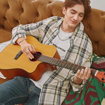 Donner 41 Acoustic Guitar Bundle for Beginners Adults with Online Lesson, 4/4 Full Size Steel Acustica Guitarra with Gig Bag, Tuner, Strap, Strings, Picks, Capos, Cutaway, Natural, DAG-1C/DAD-110C