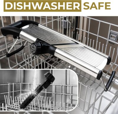 Gramercy Adjustable Mandoline Food Slicer, Mandoline Slicer for Kitchen, Mandolin, Potato, Tomato, Carrot, Vegetable, Fruit and Onion Cutter – Stainless Steel – INCLUDING 1 Pair Cut-Resistant Gloves