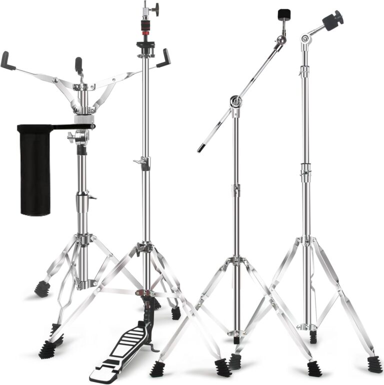 Straight Cymbal Stand + Boom Cymbal Stand + Hi Hat Stand + Snare Drum Stand + Drum Sticks Holder,Adjustable Drum Hardware Percussion Mount Holder Gear Set for Crash, Ride, Splash Cymbal (5 Pack Set)
