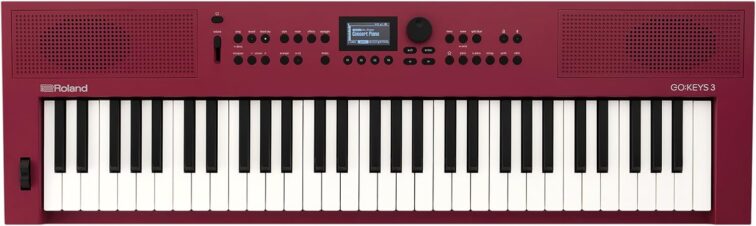 Roland GO:KEYS 3 Music Creation Keyboard | 61-Note Keyboard | Built-In Stereo Speakers | Bluetooth Audio/MIDI Support for Music Streaming - Dark Red