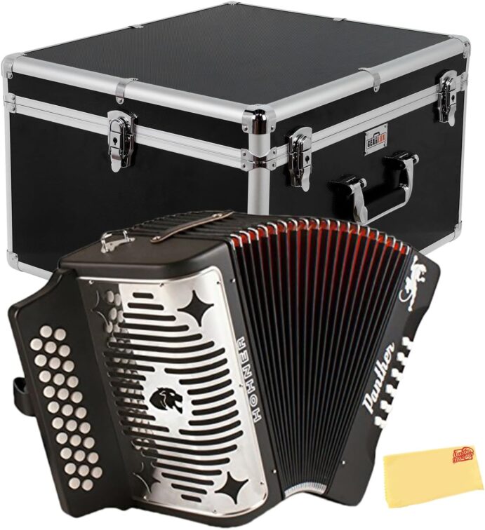 Hohner Panther Diatonic Accordion - Keys G/C/F Bundle with Hard Case and Austin Bazaar Polishing Cloth