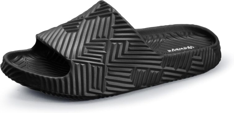 Weweya Slides for Women and Men - Bathroom Shower Shoes - Non Slip House Slippers - Lightweight Beach Sandals