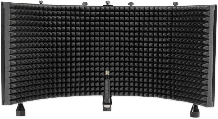 Rockville ROCKSHIELD 3 Studio Mic Isolation Shield, 2" Acoustic Foam, 5 Panels, Vented Back, Desktop & Stand Mountable, for Recording & Podcasting