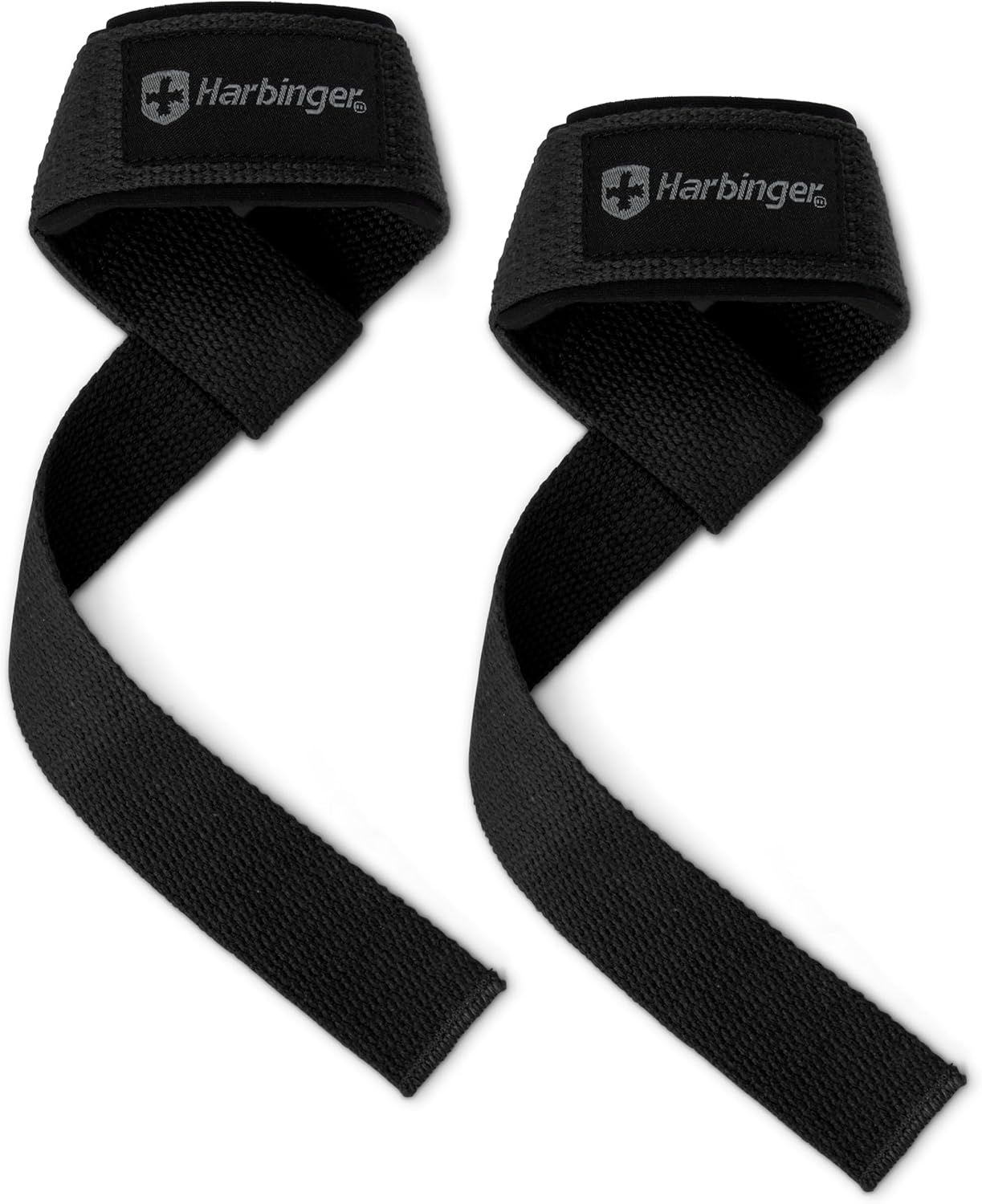 Harbinger Padded Cotton Lift Straps – Soft, Supportive Neotek Wrist Pads – 21.5 Length, 1.5 Width – Reinforced Edges & Heavy-duty Stitching – Cushions Wrists for Lifting Support