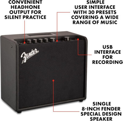 Fender Mustang LT25 Guitar Amp, 25-Watt Combo Amp, with 2-Year Warranty, 30 Preset Effects with USB Audio Interface for Recording