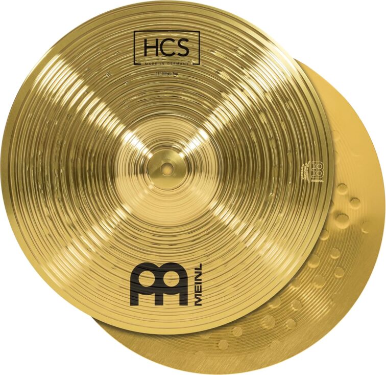 HCS 13” Hihats (Hi Hat) Cymbals for Drum Set, Pair— MADE IN GERMANY — Traditional Medium Brass, 2-YEAR WARRANTY