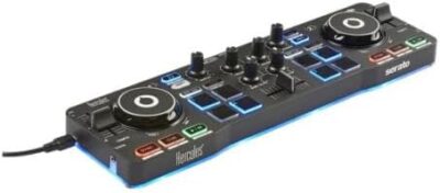 Hercules DJControl Starlight | Pocket USB DJ Controller with Serato DJ Lite, Touch-Sensitive Jog Wheels, Built-in Sound Card and Built-in Light Show