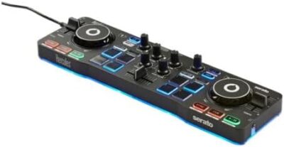 Hercules DJControl Starlight | Pocket USB DJ Controller with Serato DJ Lite, Touch-Sensitive Jog Wheels, Built-in Sound Card and Built-in Light Show