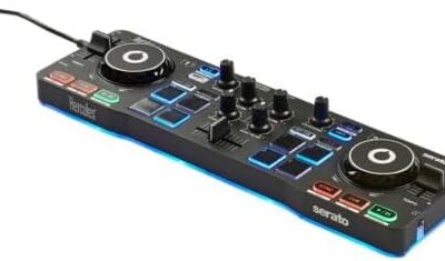 Hercules DJControl Starlight | Pocket USB DJ Controller with Serato DJ Lite, Touch-Sensitive Jog Wheels, Built-in Sound Card and Built-in Light Show
