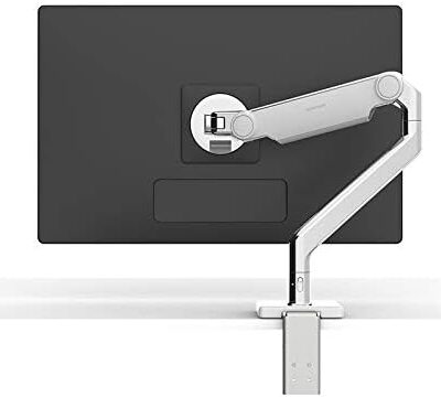 Humanscale M2.1 Adjustable Monitor Arm with Two-Piece Clamp Mount with Base – Silver M21CMSBTB