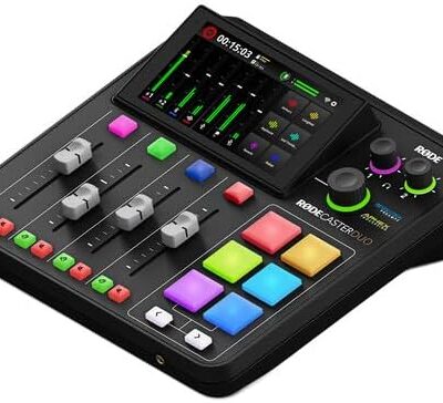 41 RDylIqL. AC RODE RODECaster Duo Integrated Audio Production Studio | Compact Mixer with Dual USB Interface & Bluetooth | For Podcasting & Live Streaming (RCDUO) + 32GB MicroSDHC Memory Card + 10 Foot XLR + More