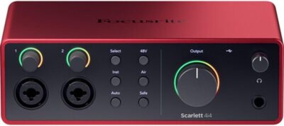 Focusrite Scarlett 4i4 USB-C Audio/MIDI Interface (4th Gen) Bundle with Polsen HPC-A30 Studio Monitor Headphones, Pop Filter and 2x XLR- XLR Cable