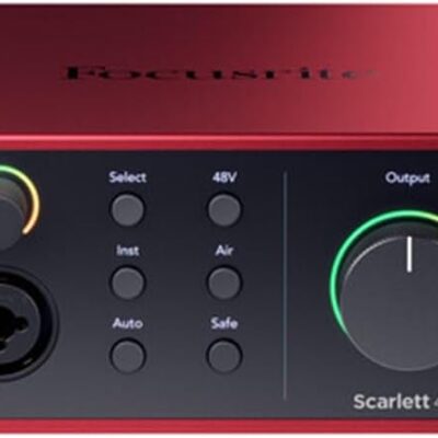 Focusrite Scarlett 4i4 USB-C Audio/MIDI Interface (4th Gen) Bundle with Polsen HPC-A30 Studio Monitor Headphones, Pop Filter and 2x XLR- XLR Cable