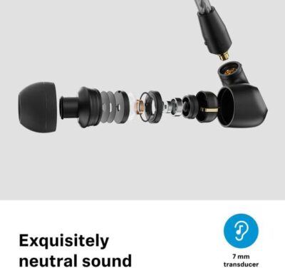 41AFmpOvVpL. AC Sennheiser Consumer Audio IE 200 In-Ear Audiophile Headphones – TrueResponse Transducers for Neutral Sound, Impactful Bass, Detachable Braided Cable with Flexible Ear Hooks – Black