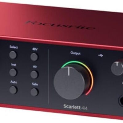 Focusrite Scarlett 4i4 USB-C Audio/MIDI Interface (4th Gen) Bundle with Studio Monitor Headphones, MXL 550/551 Microphone Ensemble Kit, Pop Filter, Mic Stand, Headphone Holder and 2x XLR Cable