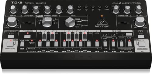Behringer TD-3-BK Analog Bass Line Synthesizer with VCO, VCF, 16-Step Sequencer, Distortion Effects and 16-Voice Poly Chain
