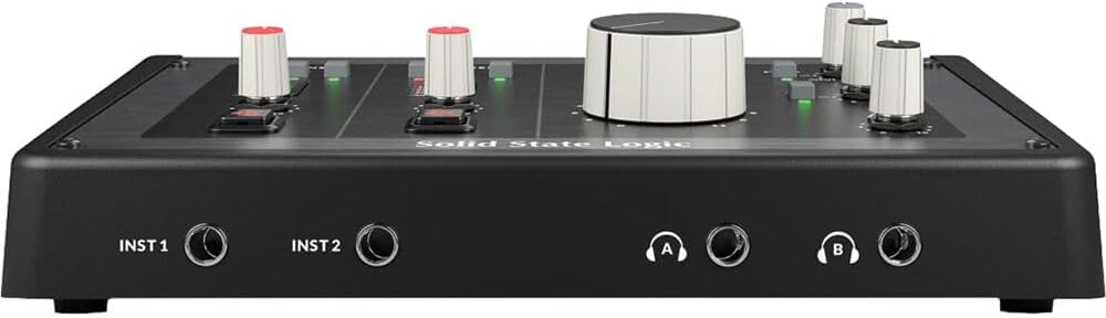 Solid State Logic SSL 2+ MKII – 2×4 USB Audio Interface Bundle with Polsen HPC-A30 Closed-Back Studio Monitor Headphones, 2x Kellards XLR-P20T Pro 20 XLR Cable and 2x MID-P10T Pro MIDI Cable 10