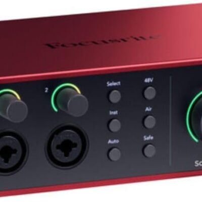 Focusrite Scarlett 4i4 USB-C Audio/MIDI Interface (4th Gen) Bundle with Studio Monitor Headphones, MXL 550/551 Microphone Ensemble Kit, Pop Filter, Mic Stand, Headphone Holder and 2x XLR Cable