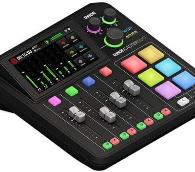 41en6pvkaL. AC RODE RODECaster Duo Integrated Audio Production Studio | Compact Mixer with Dual USB Interface & Bluetooth | For Podcasting & Live Streaming (RCDUO) + 32GB MicroSDHC Memory Card + 10 Foot XLR + More