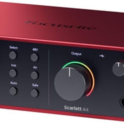 Focusrite Scarlett 4i4 USB-C Audio/MIDI Interface (4th Gen) Bundle with Polsen HPC-A30 Studio Monitor Headphones, Pop Filter and 2x XLR- XLR Cable