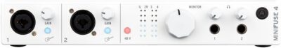 Arturia – MiniFuse 4 – Compact USB Audio & MIDI Interface with Creative Software for Recording, Production, Podcasting, Guitar – White
