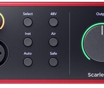 Focusrite Scarlett 4i4 USB-C Audio/MIDI Interface (4th Gen) Bundle with Polsen HPC-A30 Studio Monitor Headphones, Pop Filter and 2x XLR- XLR Cable