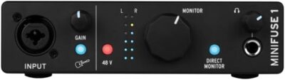 Arturia MiniFuse 1 – Compact USB Audio Interface with Creative Software for Recording, Production, Podcasting, Guitar – Black