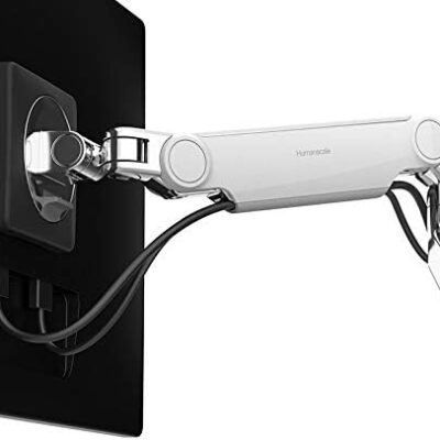 Humanscale M2.1 Adjustable Monitor Arm with Two-Piece Clamp Mount with Base – Silver M21CMSBTB